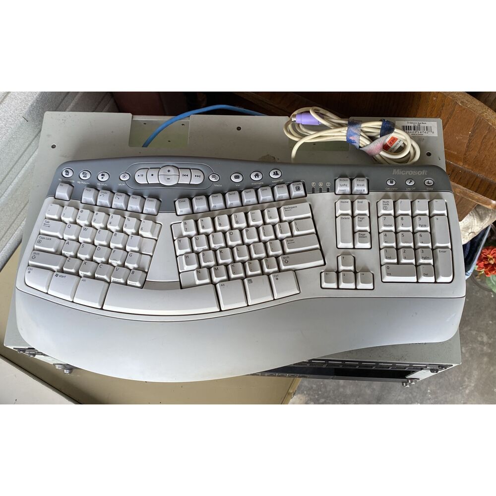Microsoft White And Gray Multimedia Ergonomic Keyboard Stand Size Good